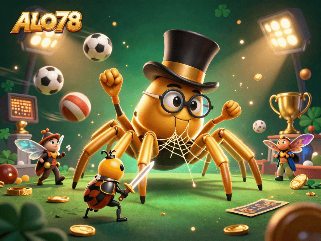 Experience excitement at ALO78 with vibrant casino-themed 3D characters and sports elements.