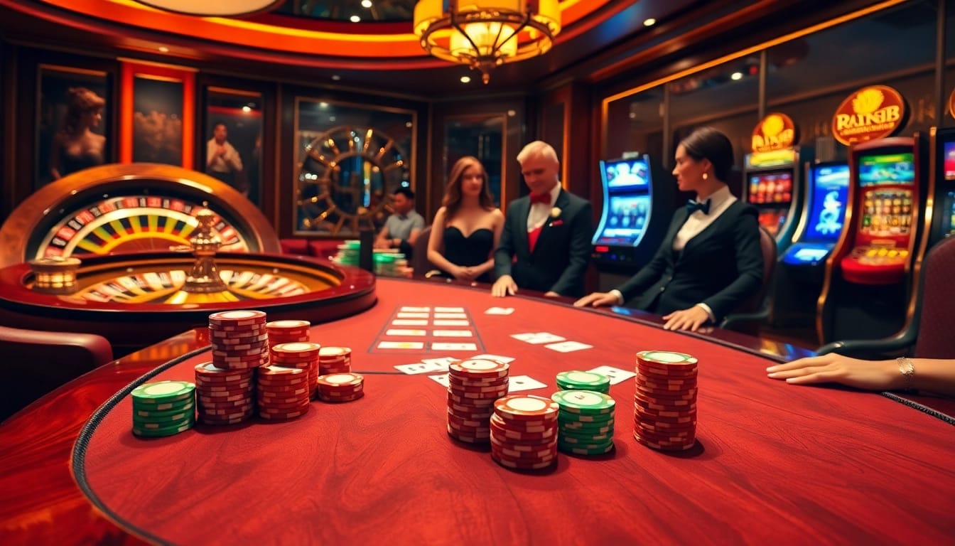 Experience thrilling gaming at rr88 with vibrant casino tables and lively atmosphere.