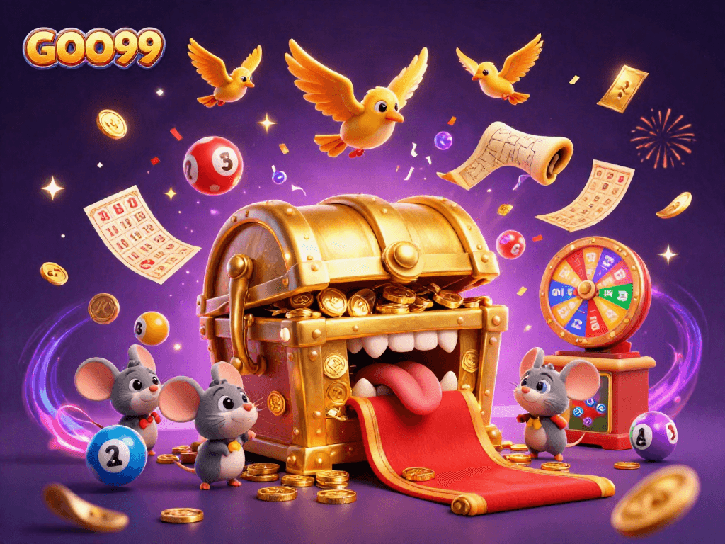 Engage in thrilling GOO99 experiences with a vibrant lottery-themed digital illustration.