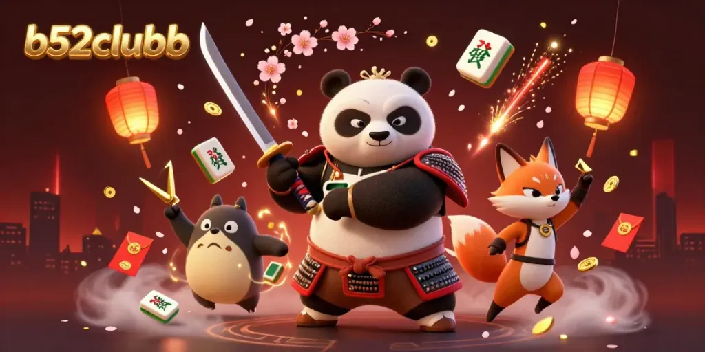 Engage in thrilling action with b52clubb as samurai panda and ninja fox bring the excitement of online gaming to life.