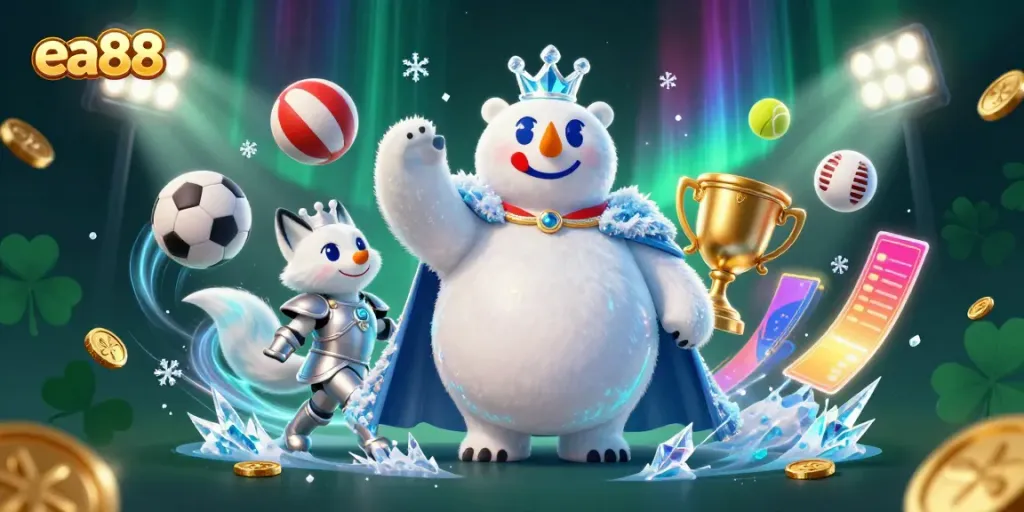 Experience thrilling sports betting action with ea88 in a vibrant 3D casino scene.