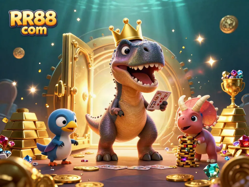 Engage with RR88 com's exciting world of online gaming featuring dynamic characters in a rich casino scene.