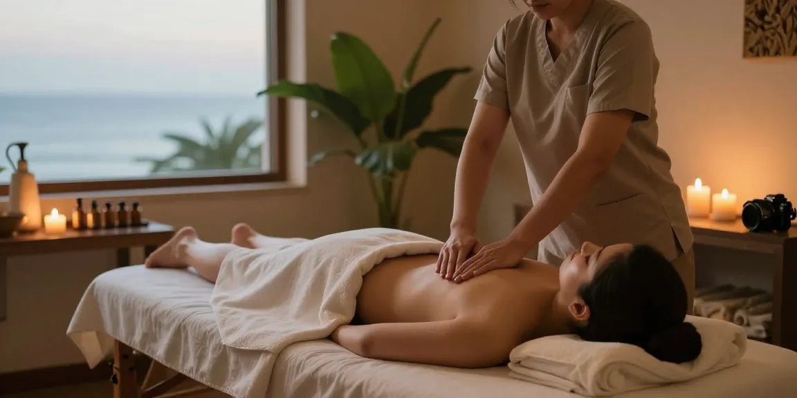 Enjoying a calming 구래동출장마사지 session in a serene spa setting with soothing atmosphere.