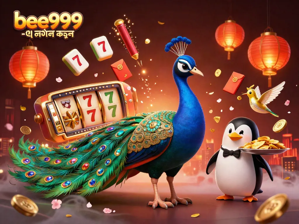 Engage in thrilling gaming with bee999 -এ লগইন করুন, showcasing vibrant casino elements and whimsical characters.