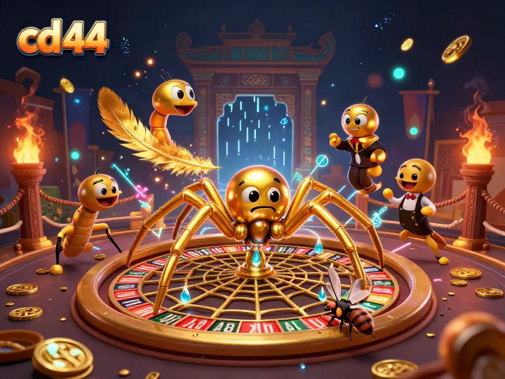 Place your bets with the cd 44-themed golden roulette wheel illustration.
