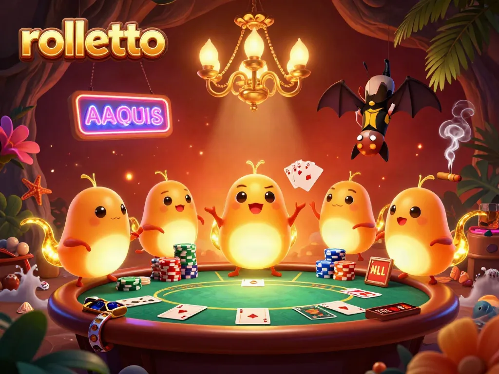 Engage with rolletto's exciting atmosphere in this vibrant cave casino scene lit by glowworms.