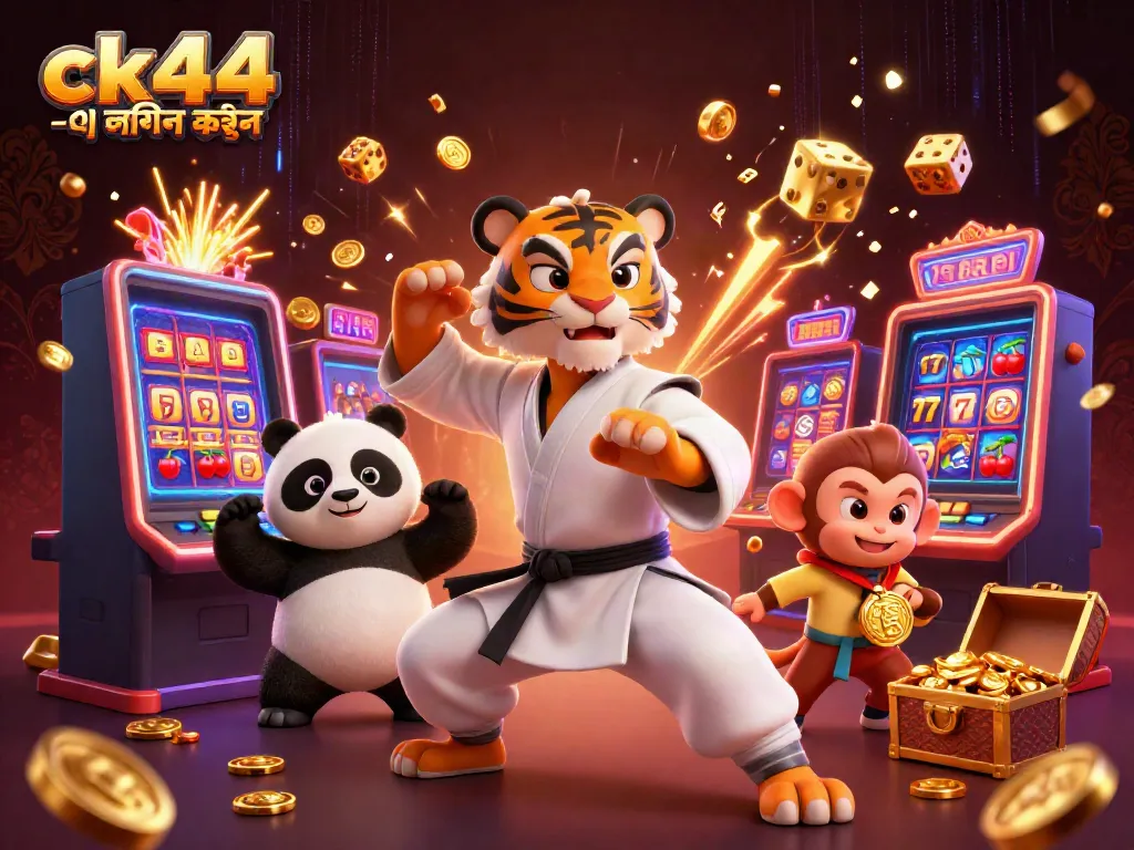 Experience the thrill of ck44 -এ লগইন করুন with characters and jackpot elements in a vibrant casino scene.