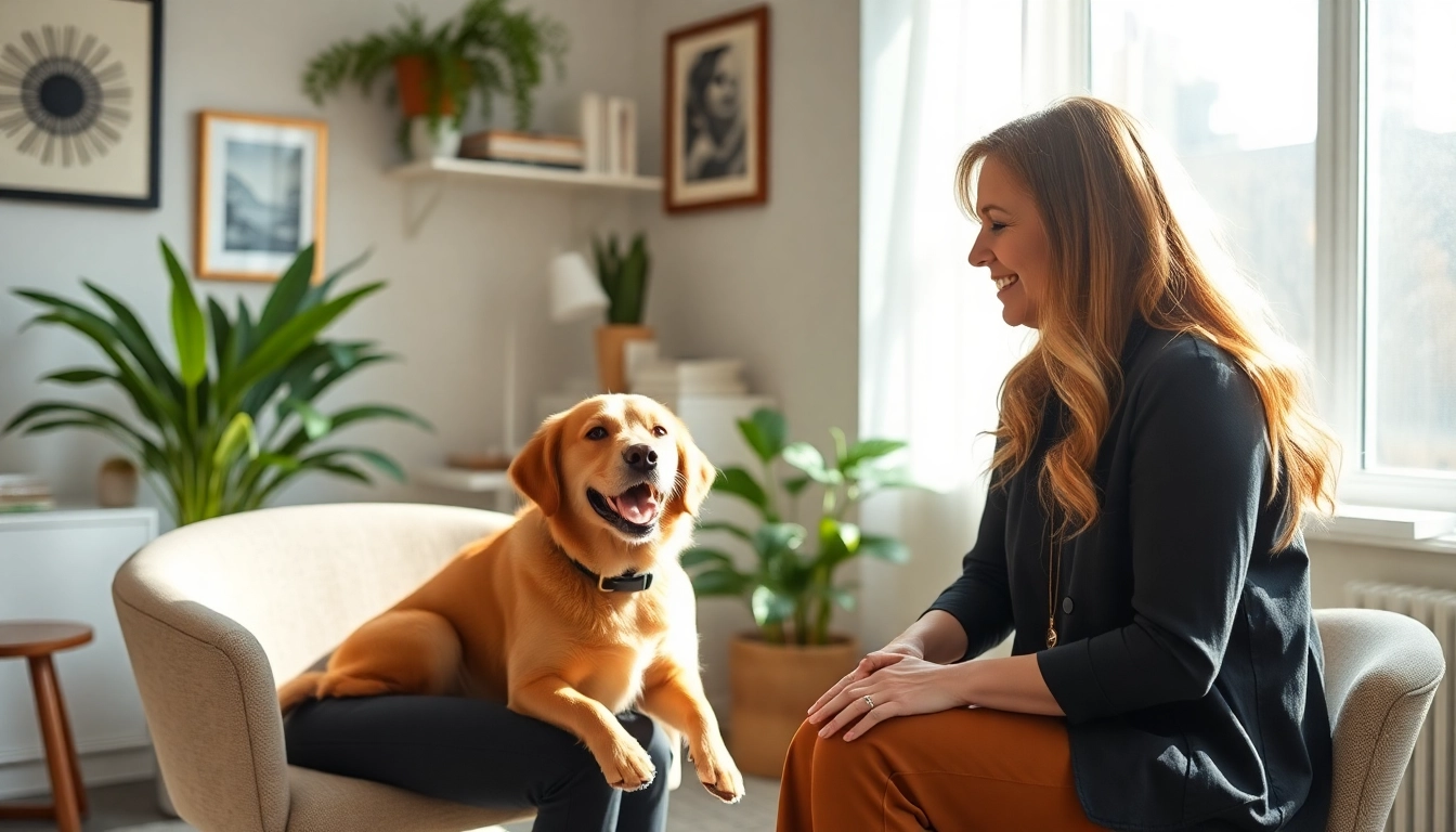 Psychologist with a dog Sydney creating a comforting atmosphere for therapy sessions.