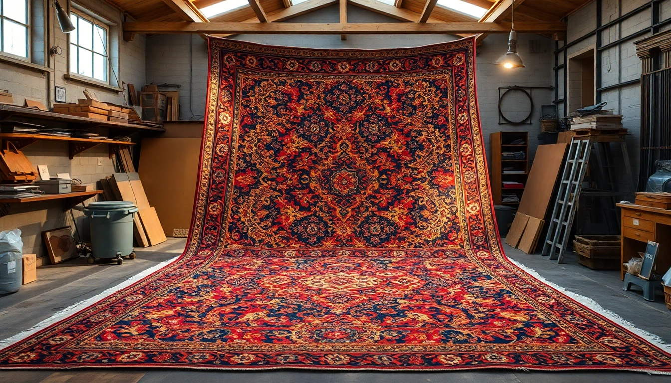 Restore Tappeti Milano: Skilled craftsman meticulously restoring a beautiful vintage carpet.
