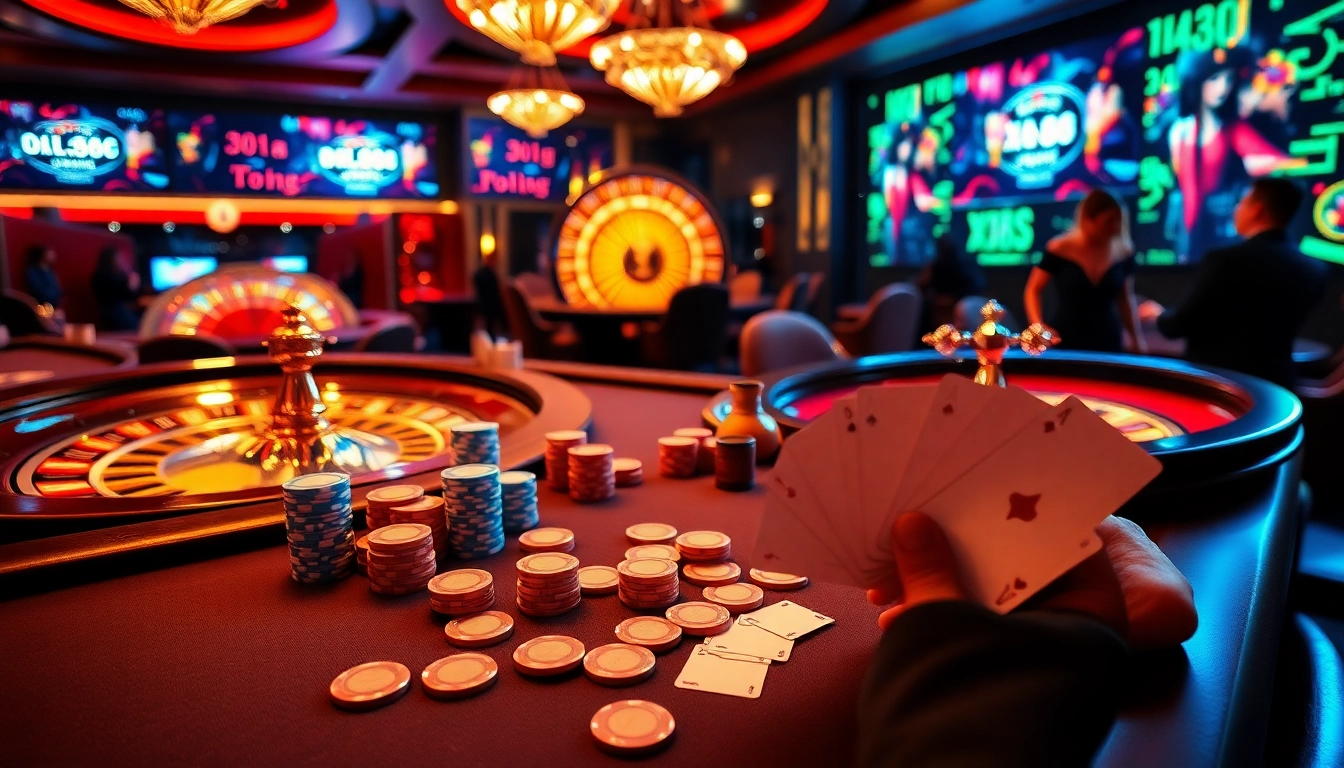 Betting excitement at xx88 casino with poker chips and vibrant roulette wheel.