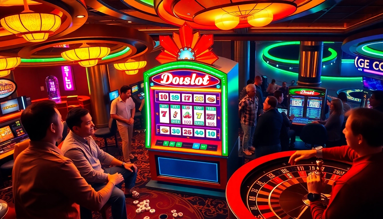 Players enjoying the exciting Doaslot gaming experience at a vibrant casino.