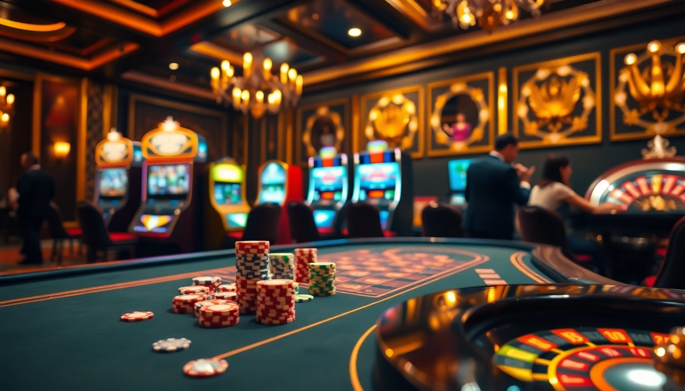 Players enjoying a high-stakes game at https://rr88.lat/, showcasing luxurious casino elements and excitement.