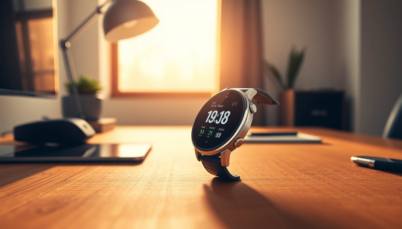 LC88 smart watch displayed on a modern desk, showcasing its HD screen and sleek design.