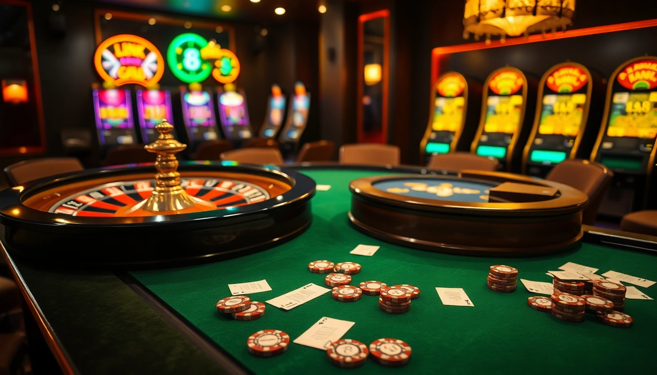 Engage with the thrill of gambling at the Go8 casino, featuring roulette, poker, and vibrant slot machines.