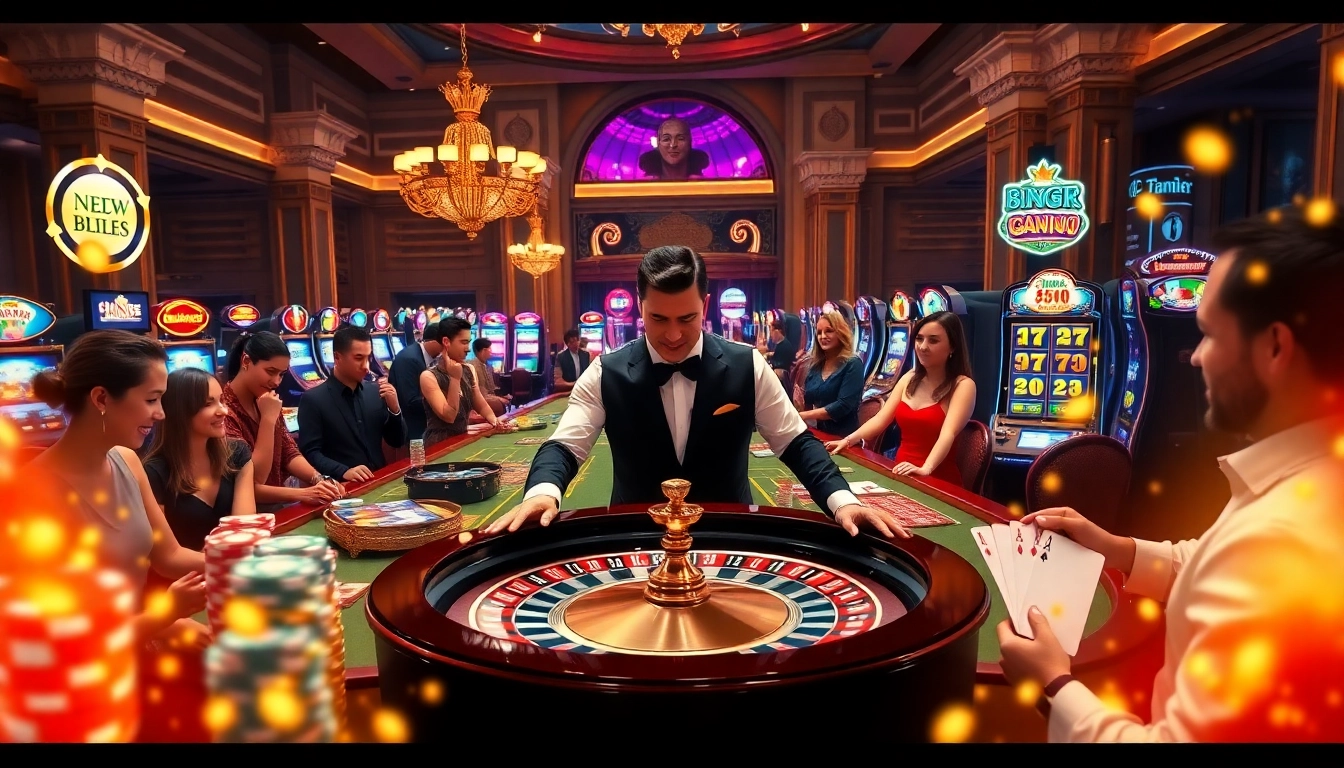 Exciting scene of players enjoying casino games at King88 com, featuring roulette and poker.