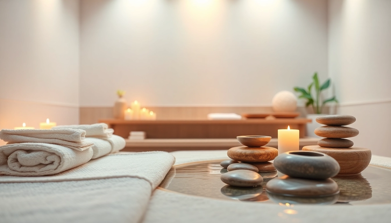 Spa Ads showcasing a serene treatment room with soft lighting, calming colors, and natural elements for relaxation.