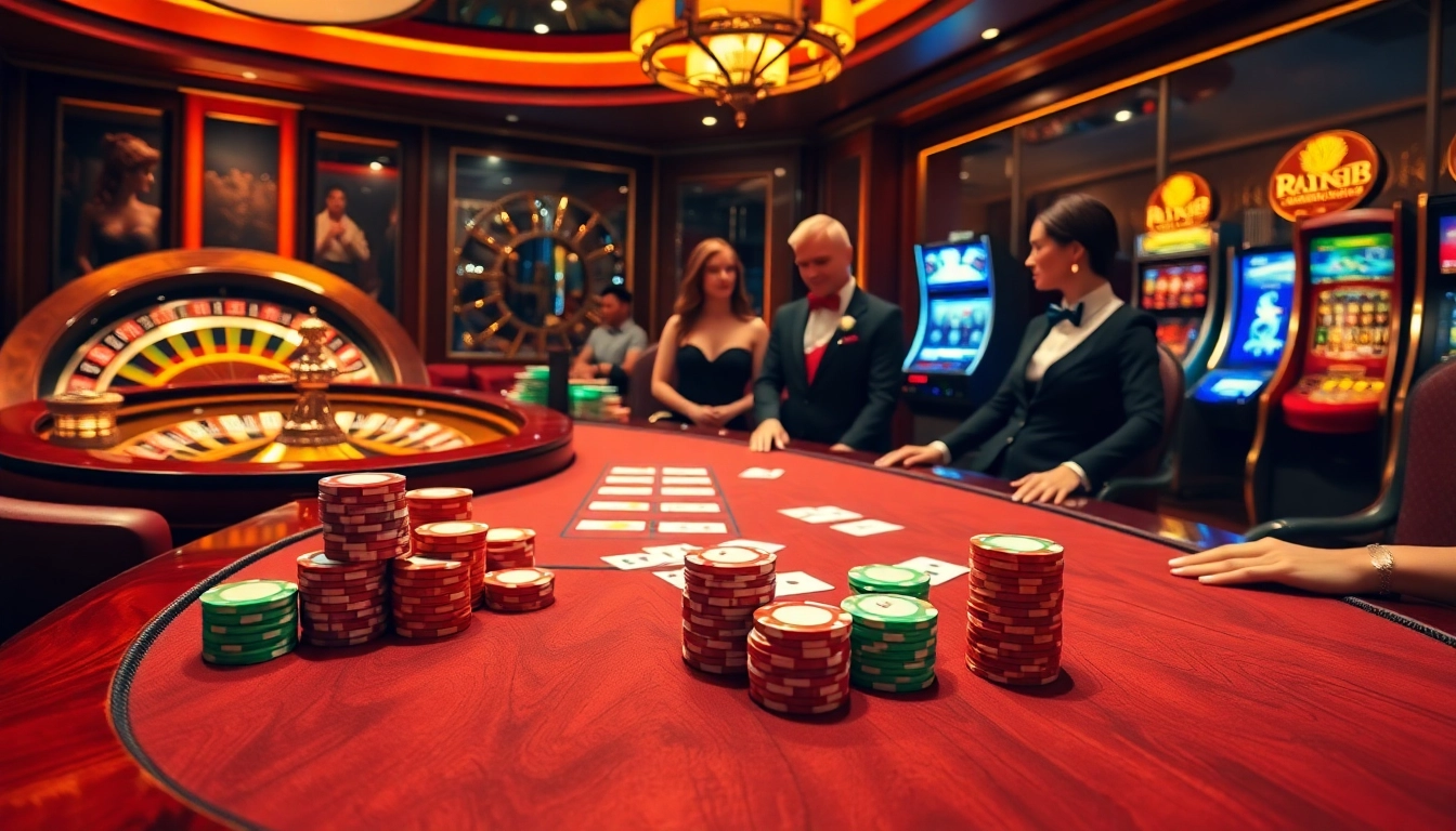 Experience thrilling gaming at rr88 with vibrant casino tables and lively atmosphere.