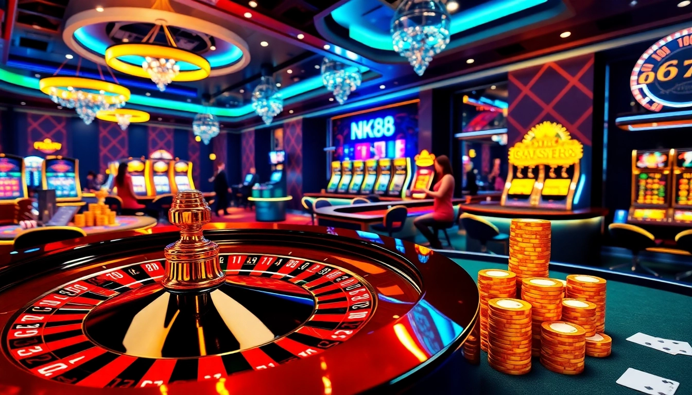 Experience the thrill of gambling at NK88 with vibrant casino tables and exciting games.