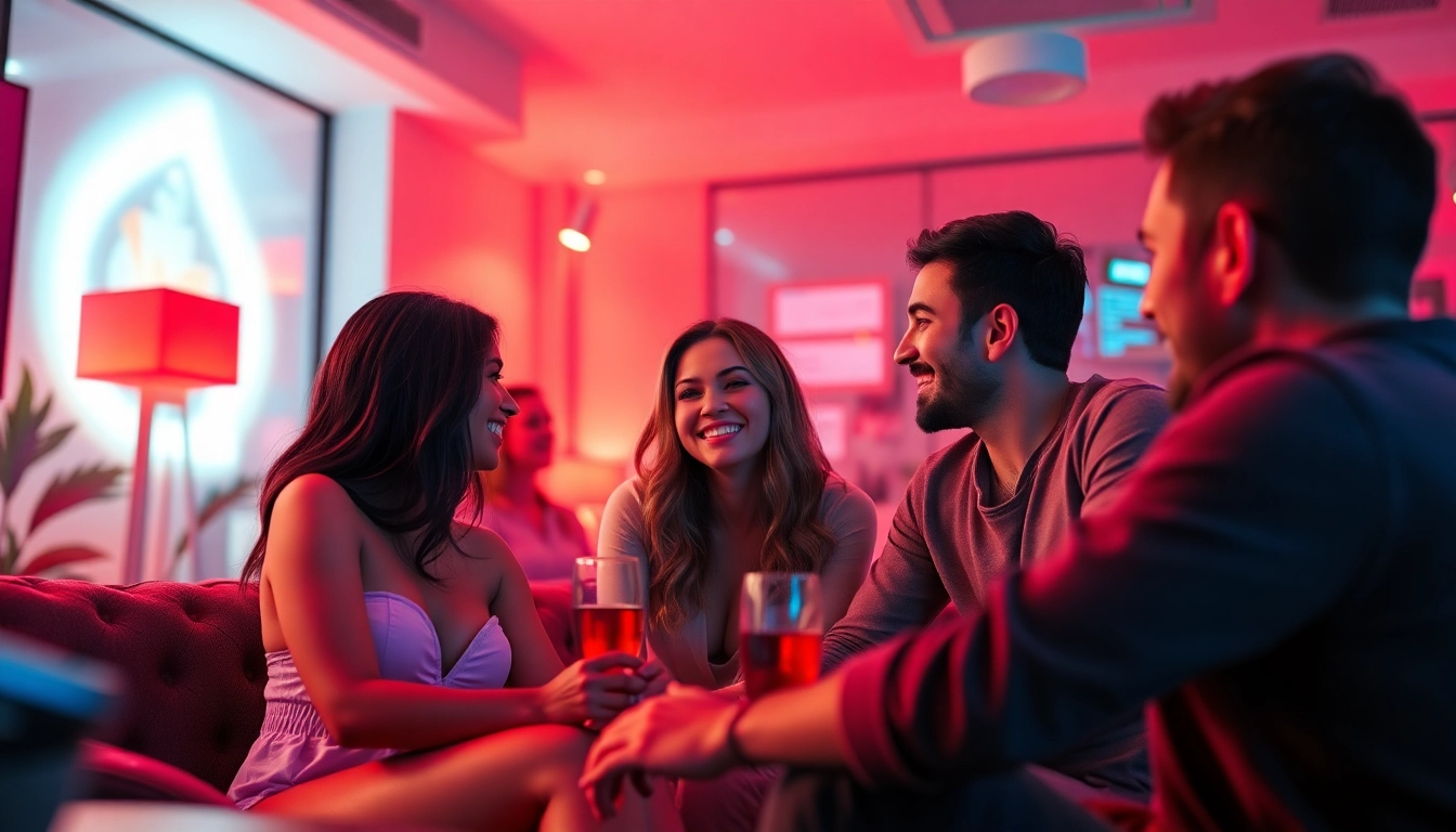 Dynamic engagement in a virtual sexchat room showcasing avatars and chat interactions.