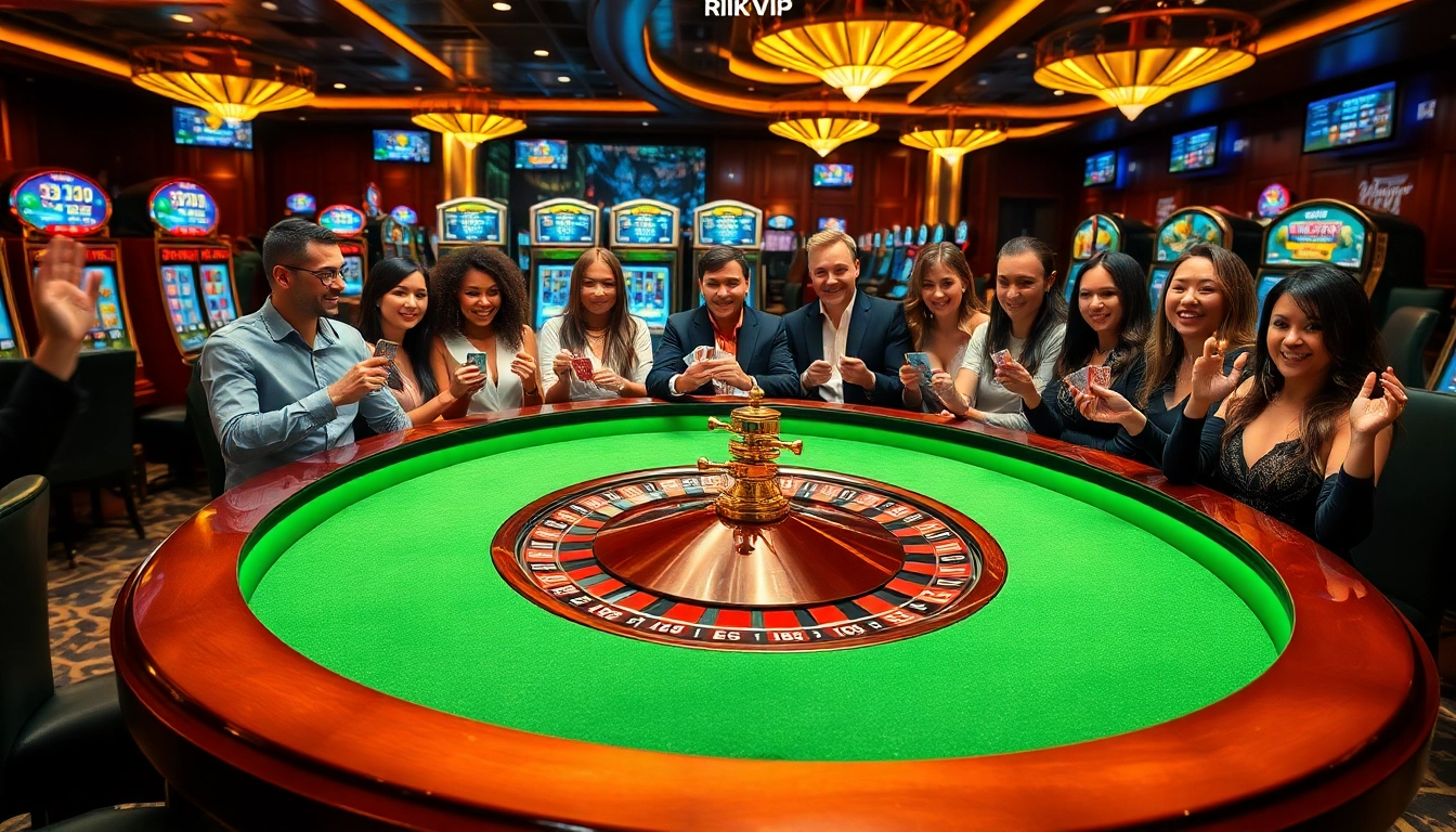 Players engaging in an exhilarating roulette game at RIKVIP's luxurious online casino.