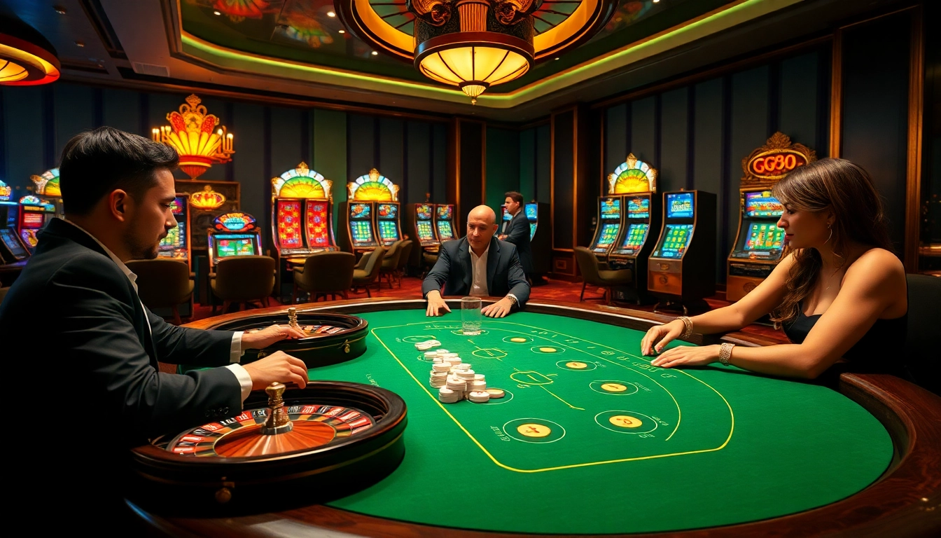 Engage with the dynamic atmosphere of GG88's online casino, featuring elegant poker and roulette games.