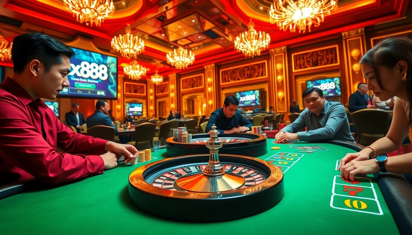 Engage with xx88 at a glamorous casino poker table showcasing excitement and luxury.