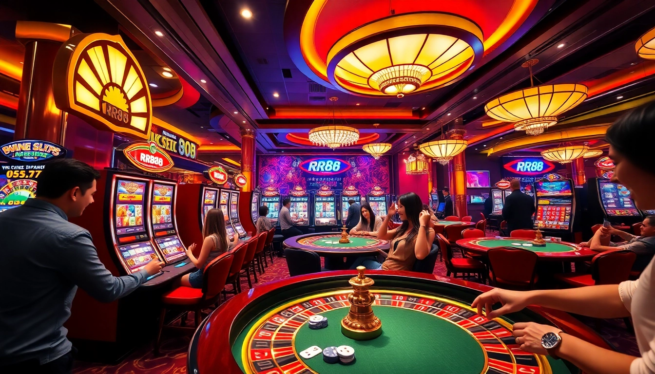 Join the thrill of RR88 casino gaming with lively slot machines and engaging players.