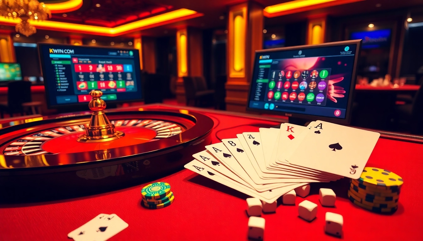 Experience thrilling gaming opportunities at kwin com with vibrant roulette and poker elements.