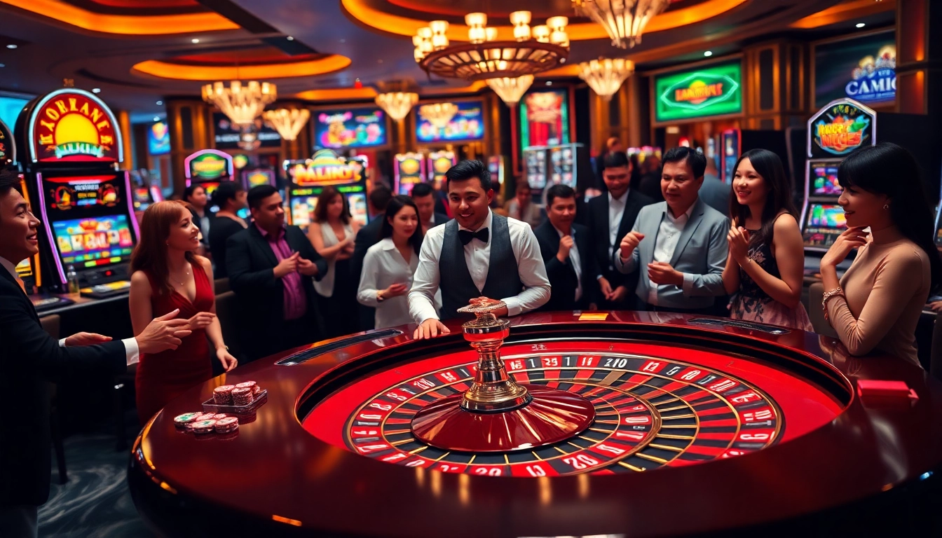 Exciting gaming action at https://ok365s.co/ with vibrant casino tables and players enjoying their bets.