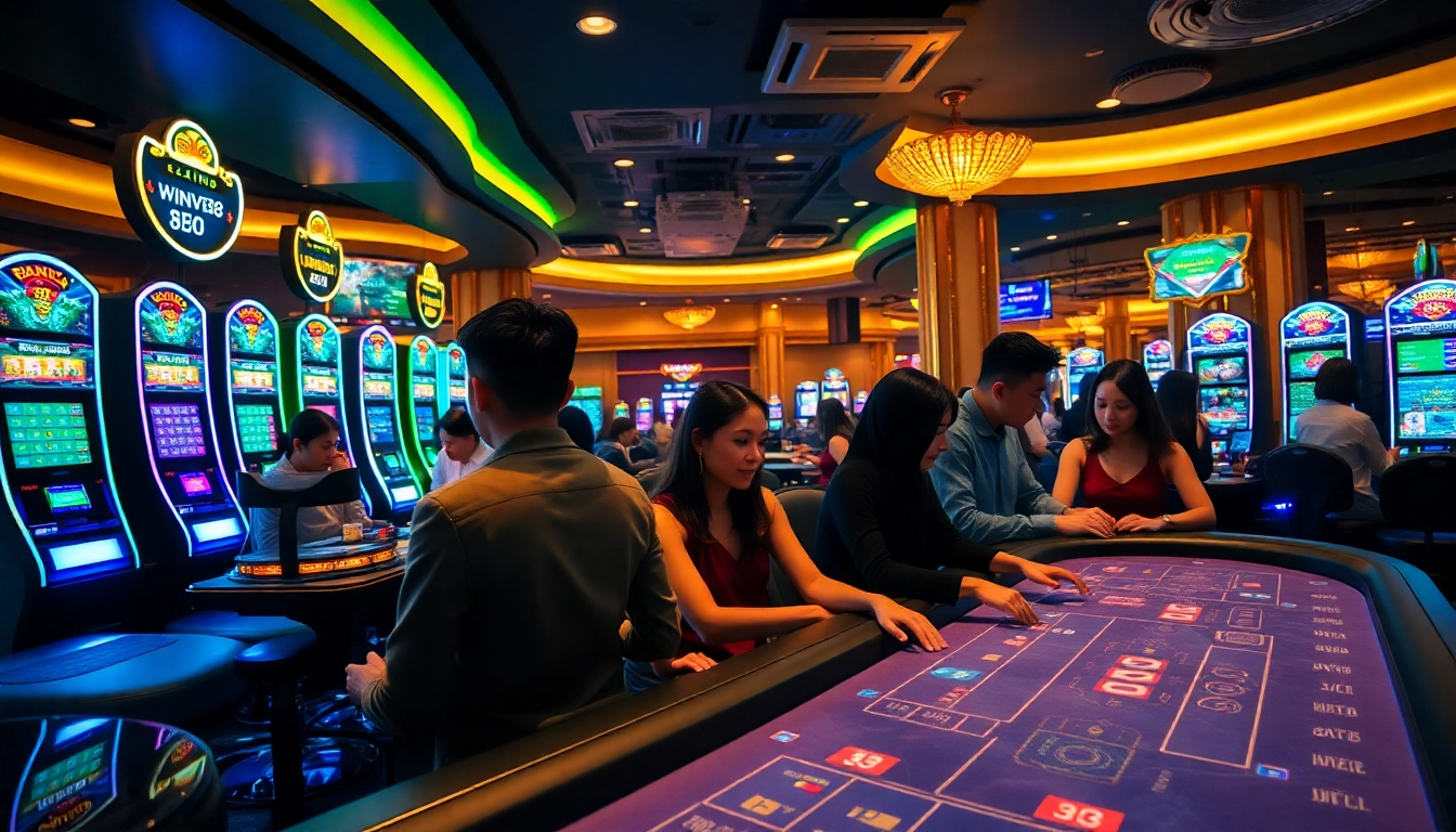 Engaging casino scene showcasing diverse players at table games, reflecting the excitement of winvn88.live.