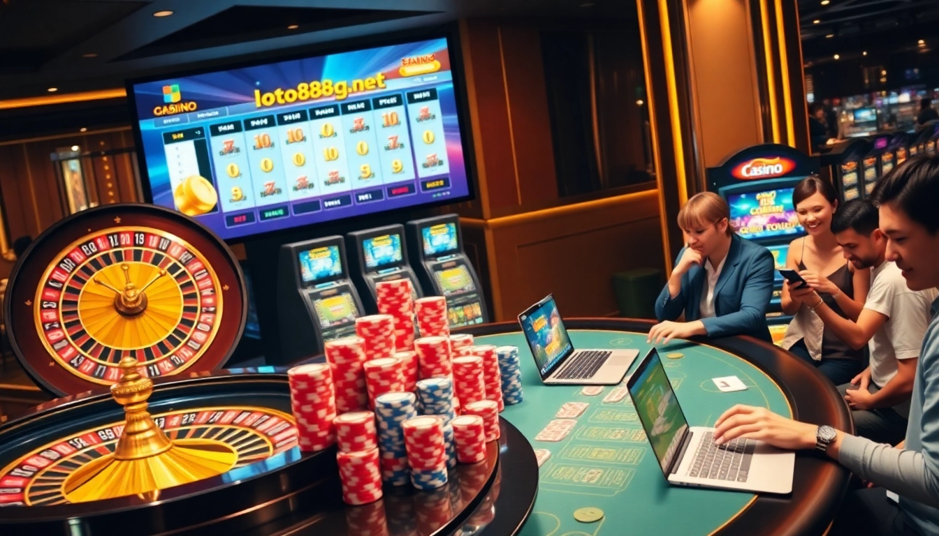 Engaging scene representing loto188.gb.net with thrilling online gambling elements.