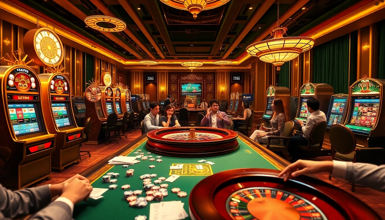 Players enjoying a thrilling casino experience at http://luck8f.cn.com/ with vibrant tables and exciting games.