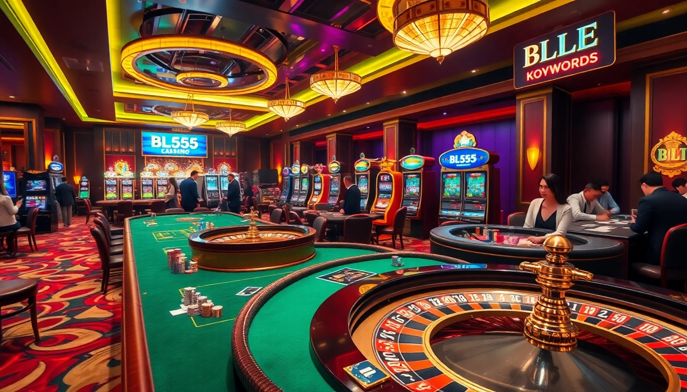 Experience the luxury of BL555 with vibrant casino tables and exciting slot machines.
