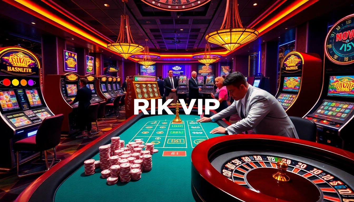 Engaging players at a luxurious RIKVIP online casino table with colorful chips.