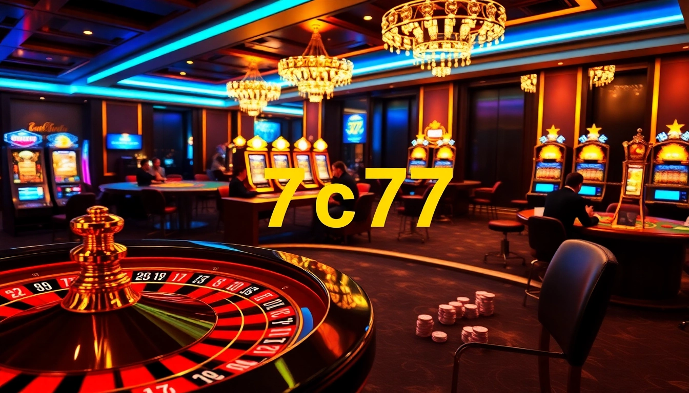 Engage with 7c77 thrilling casino action featuring poker tables, roulette wheels, and vibrant slot machines.