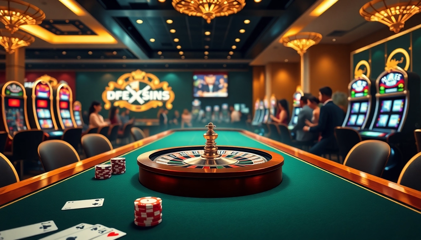 Experience DF999 đăng nhập with vibrant casino elements like roulette and poker chips.