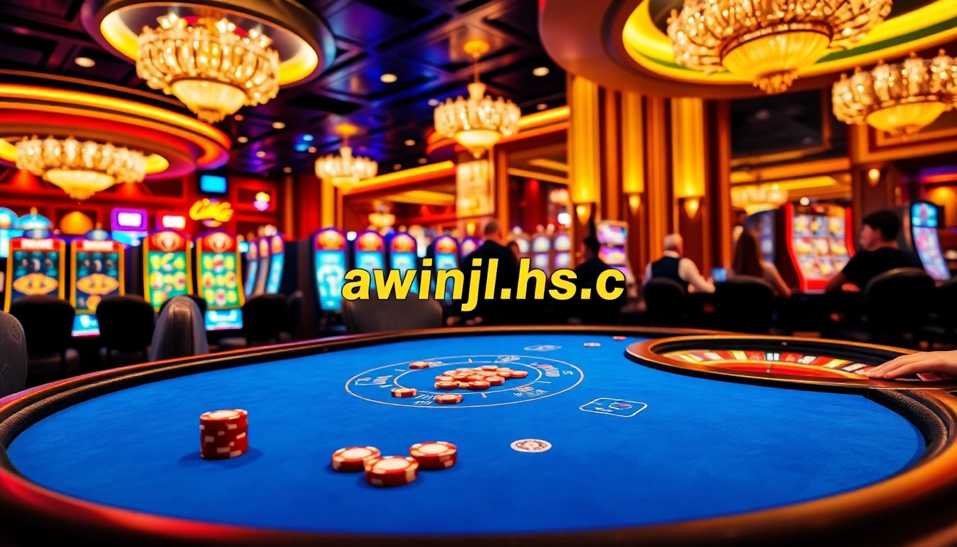 Experience thrilling gaming at 1haywin.us.com with vibrant casino scenes of poker and slots.
