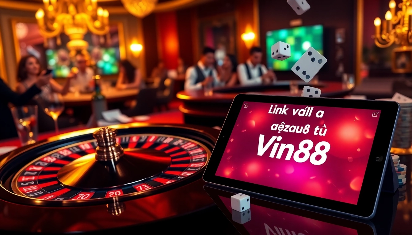 Winning big at the casino with Link vào Vin88 visual elements featuring roulette and exciting play.