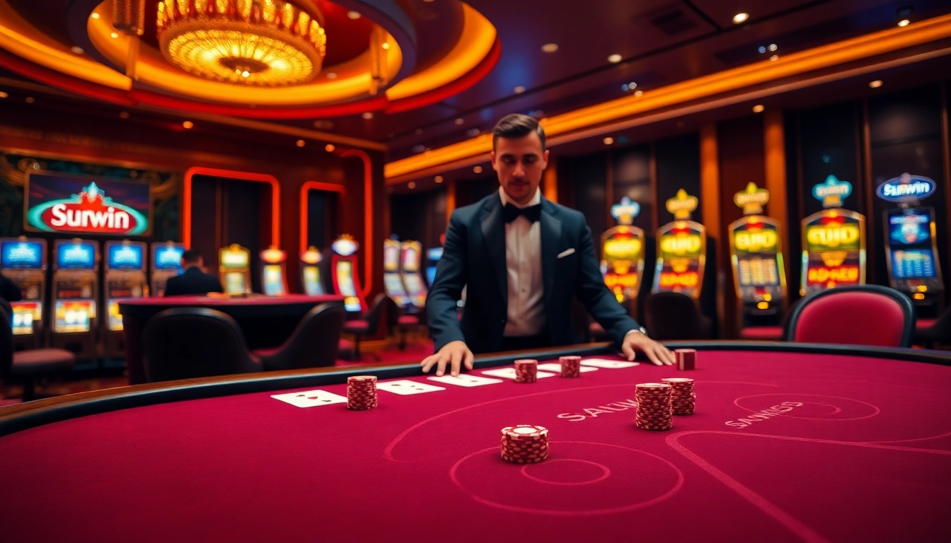 Enjoy thrilling gameplay at Sunwin's vibrant casino with tables, cards, and exciting slot machines.