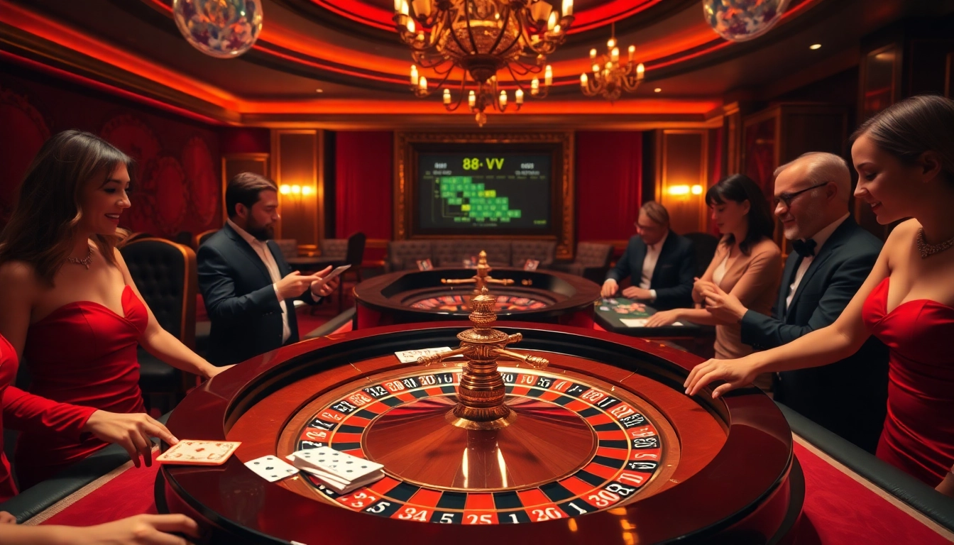 Experience high-stakes excitement at 88vv with roulette and poker chips in play.