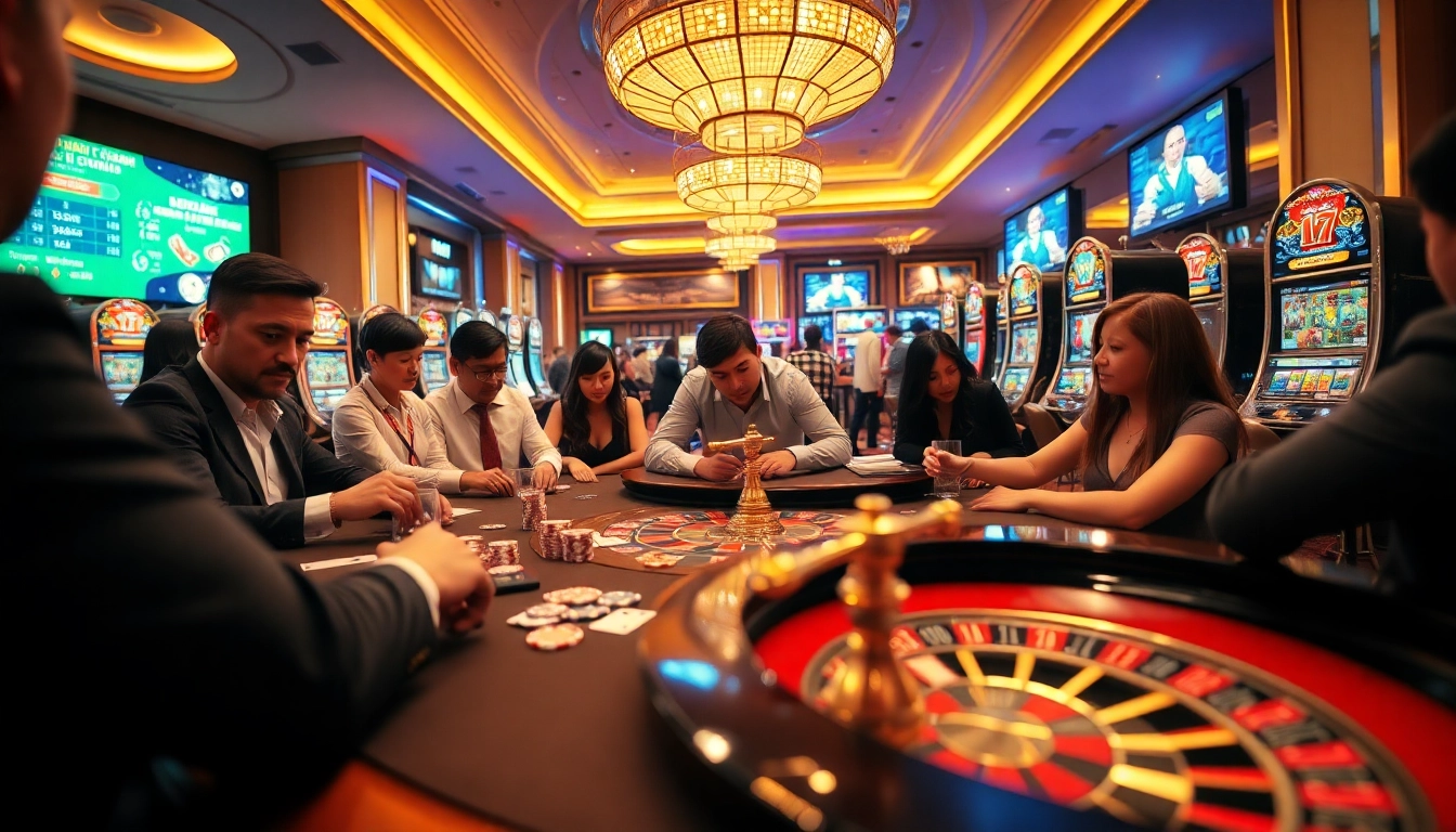 Experience the thrill of gambling at https://luongsontv5.com/ with exciting casino scenes featuring poker chips and roulette wheels.
