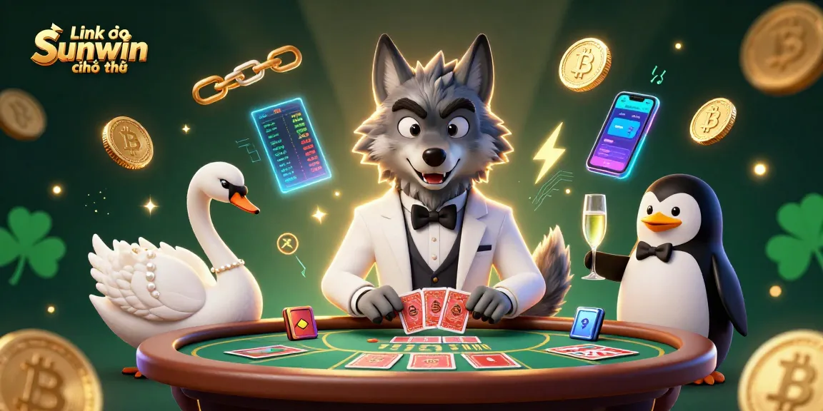 Play at Link vào Sunwin chính thức with sophisticated characters at a vibrant casino scene.