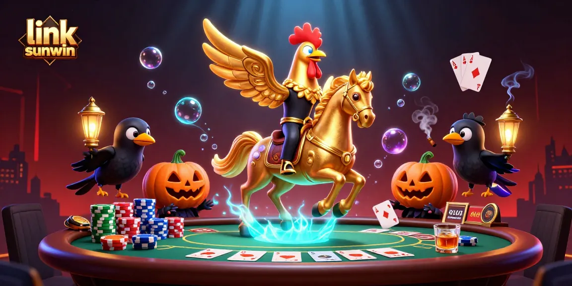Experience gaming action with link sunwin in this vibrant 3D casino illustration featuring dynamic poker gameplay.