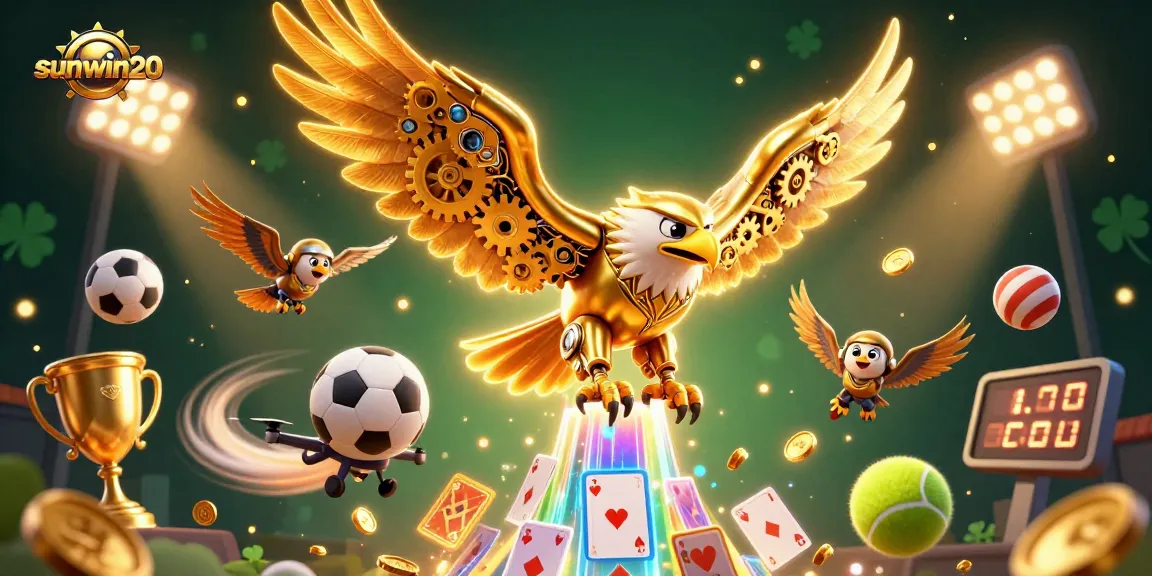 Betting with sunwin20 and winning a golden trophy in a dynamic 3D casino scene